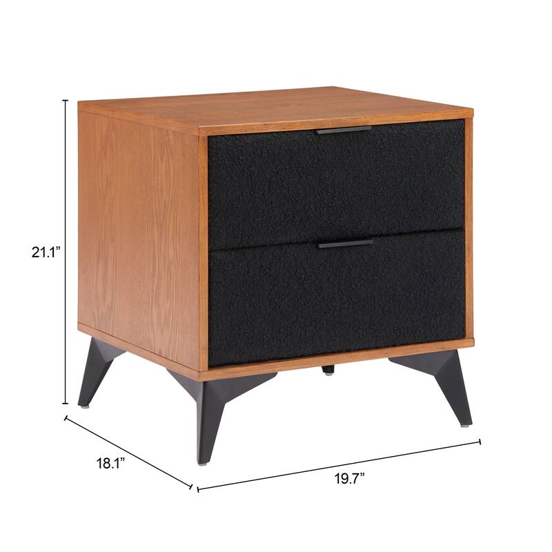 Zarif Nightstand Black & Walnut