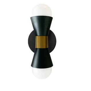 Wall Sconce 2 Light Matte Black Chrome Indoor Lighting Fixture - 5.5
