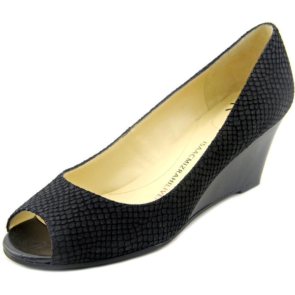 Isaac Mizrahi Perky Women Open Toe Leather Wedge Heel