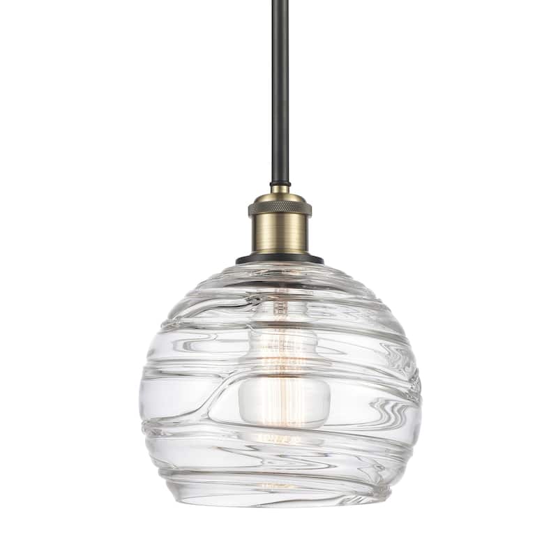 Innovations Lighting 516-1S-10-8 Athens Pendant Athens 8" Wide Mini - Clear Deco Swirl / Black Antique Brass