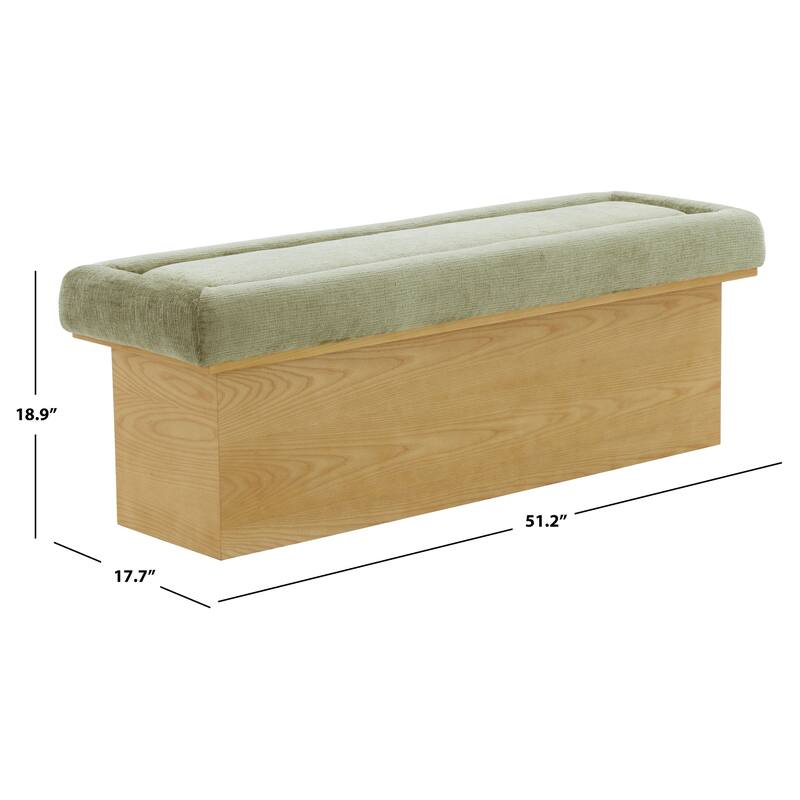 SAFAVIEH Couture Trudy Chenille And Wood Bench - 51"W x 17"D x 18"H