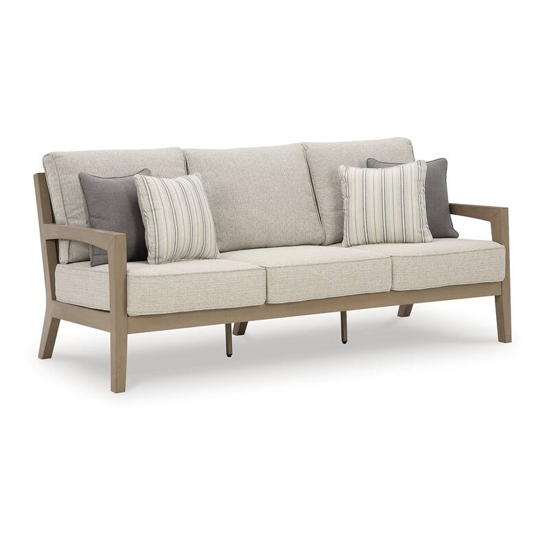 Signature Design by Ashley Hallow Creek Driftwood Outdoor Sofa with Cushion - 75.88" W x 36.5" D x 37" H