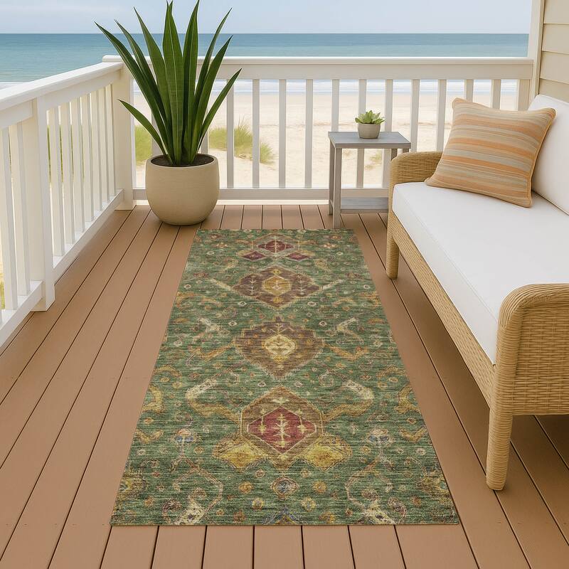 Machine Washable Indoor/ Outdoor Traditional Venetian Chantille Rug - Fern - 2'3" x 7'6"