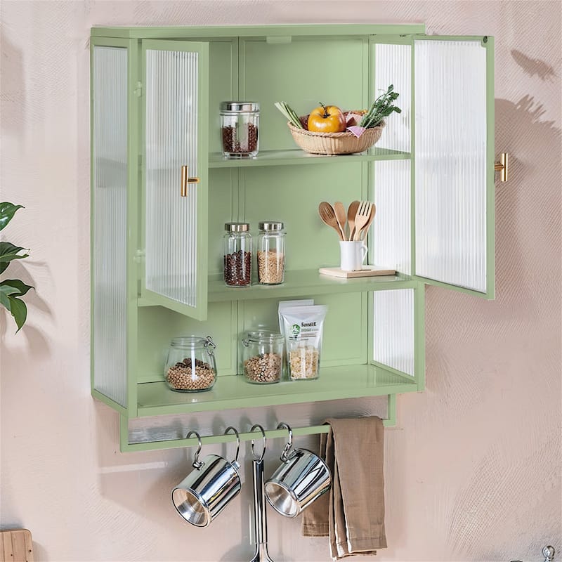 Modern Wall Cabinet with an Open Shelf and Towel Rack