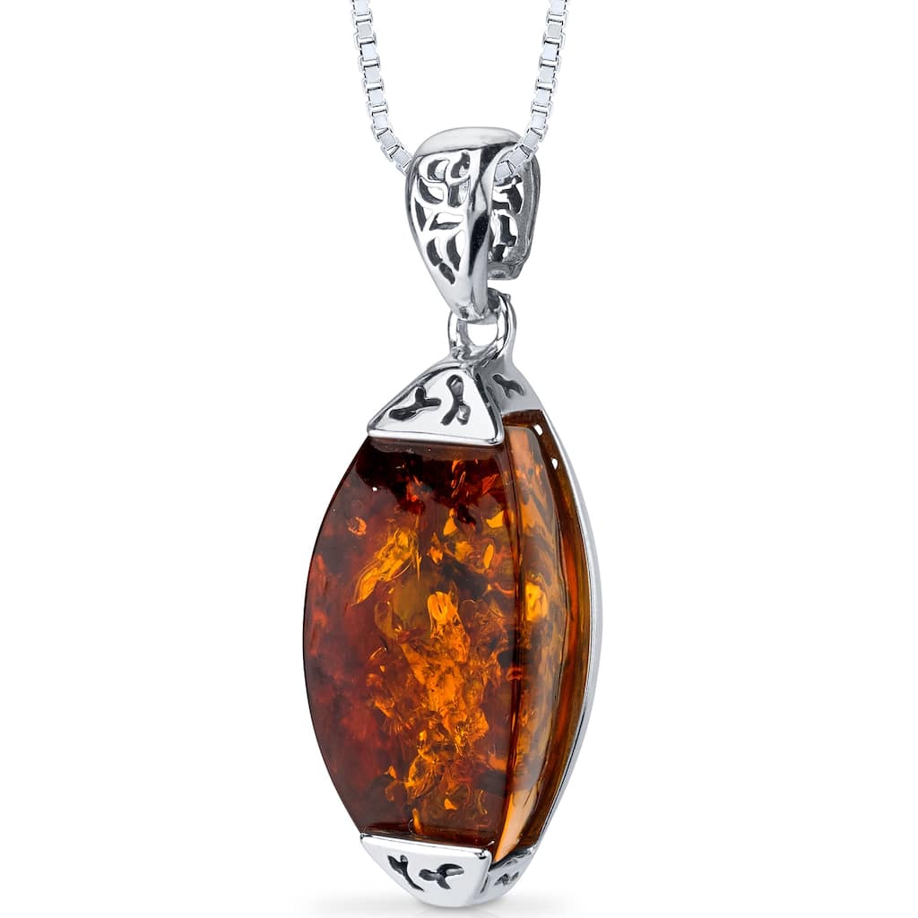 Amber Pendant in Sterling Silver
