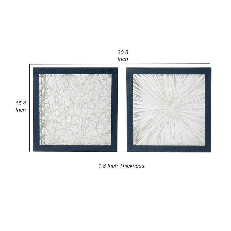 15 x 15 Botanical Wall Art Decor, Blue White Floral Canvas by Casagear Home