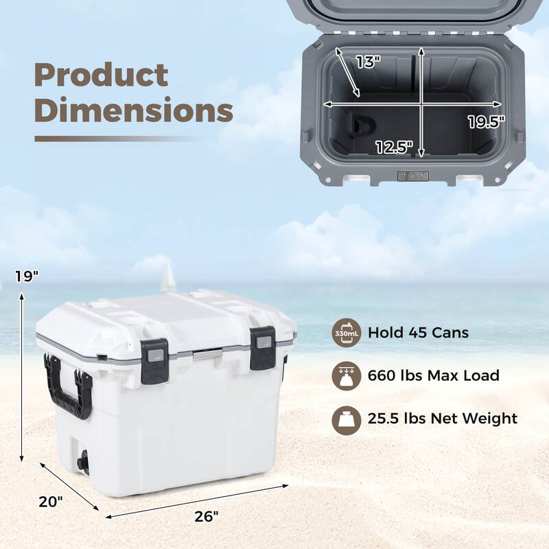 Costway 53 QT Ultra-Light Injection Molded Cooler with 2 Handles & - See Details