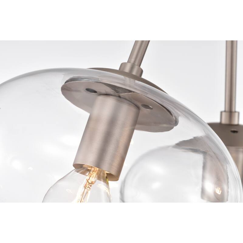 Clare Matte Satin Nickel 3-Light Globe Clear Glass Shade Semi-Flush Mount