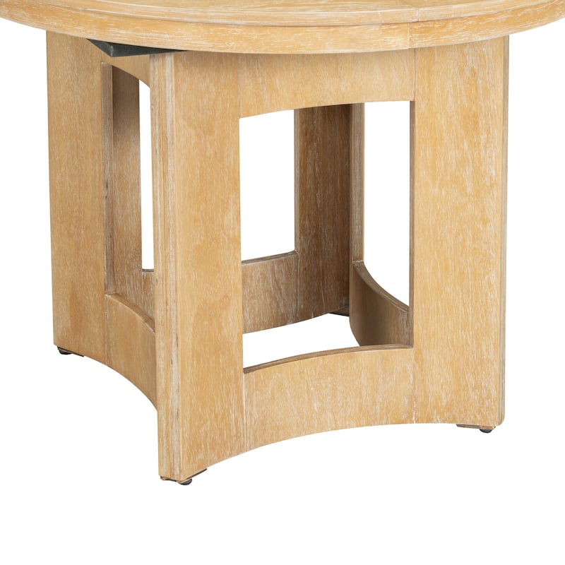 Roomfitters Extendable Oval Dining Table, Modern Wood Kitchen Table with Sculptural Pedestal Base, Seats 4-6