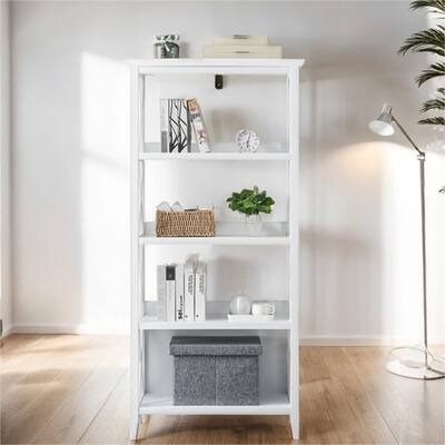 Wood Bookshelf with 4 Open Shelves and Legs