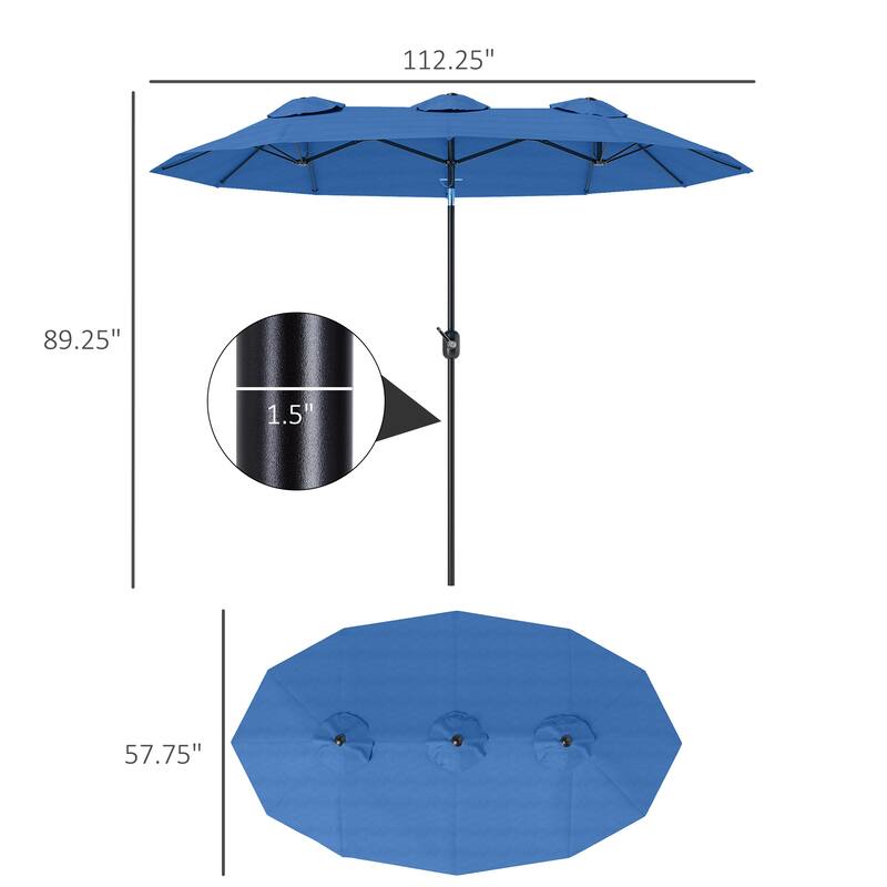 Extra Large Double-Sided Weather-Resistant Patio Umbrella with Crank Tilt and Vented Shade for Outdoors