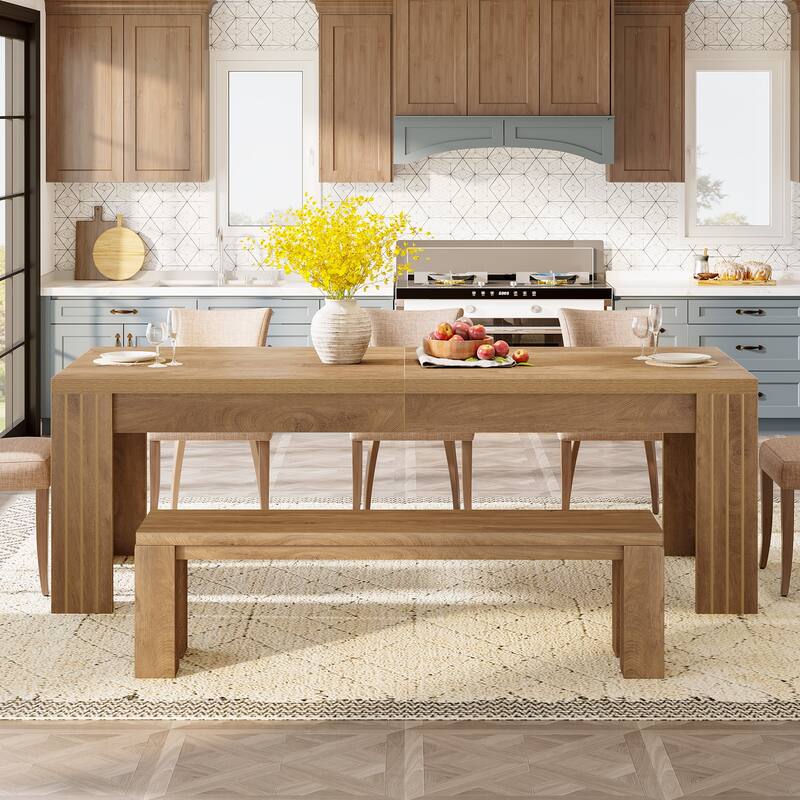 78.7 Inch Dining Table Large Modern Kitchen Table with Heavy Duty Legs