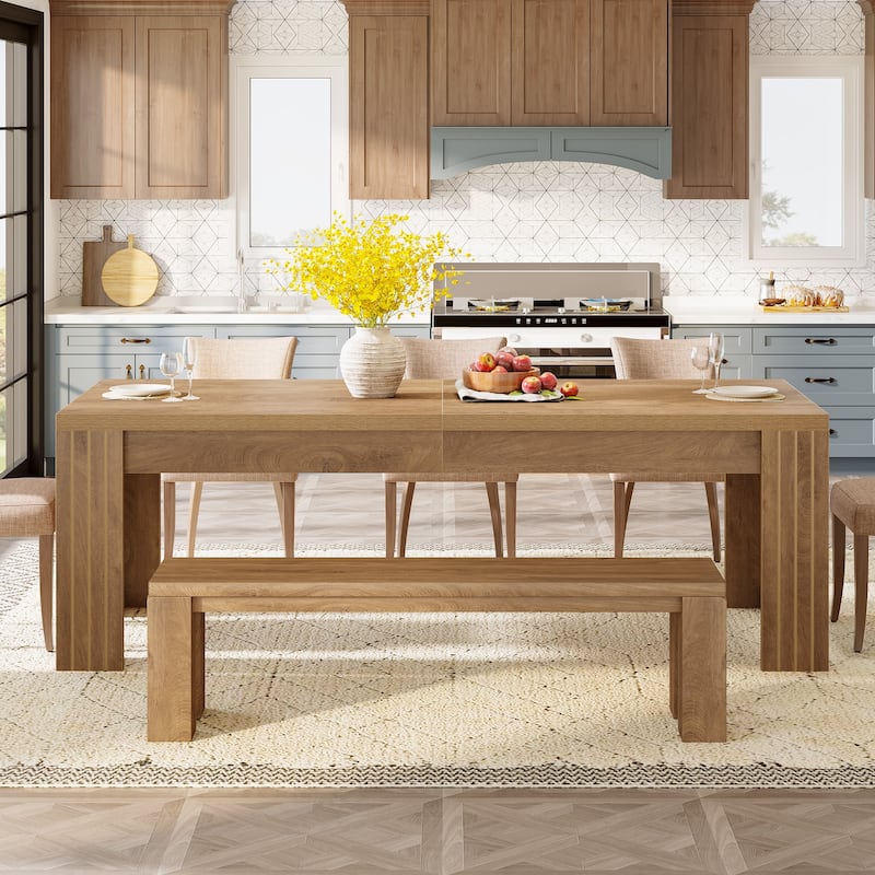 78.7-Inch Dining Table for 6-10, Large Farmhouse Kitchen Table
