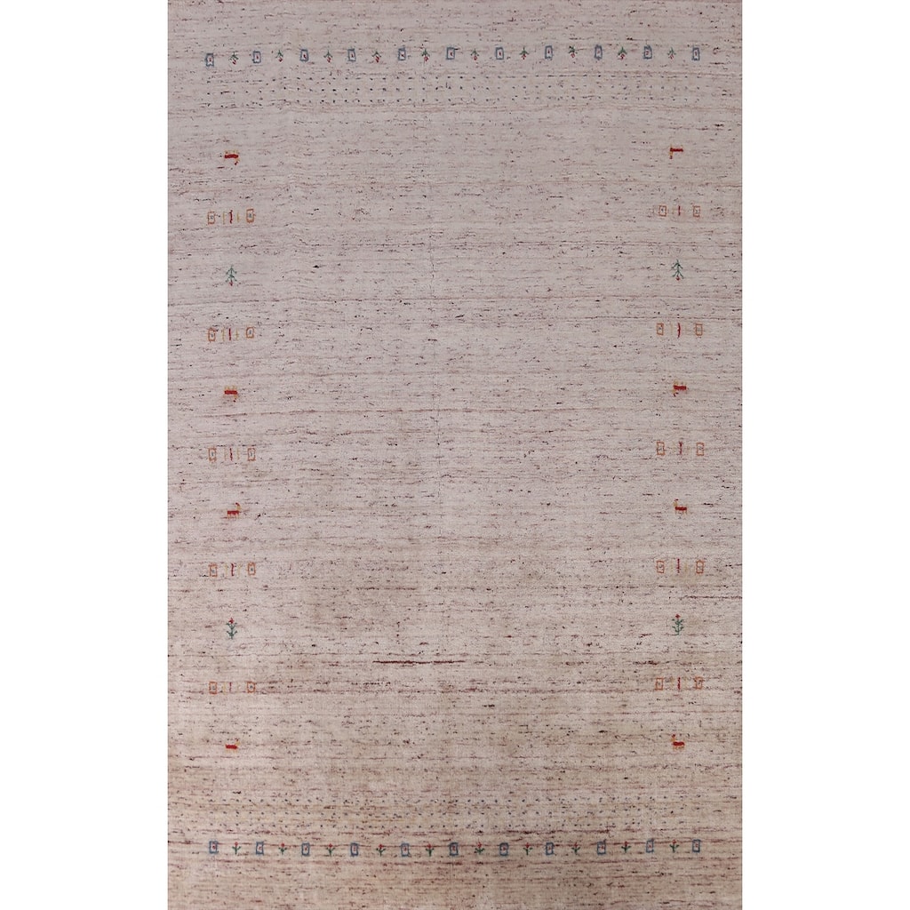 Tribal Gabbeh Indian Area Rug Hand-Knotted Multi-Color Wool Carpet - 6'5" x 9'7"