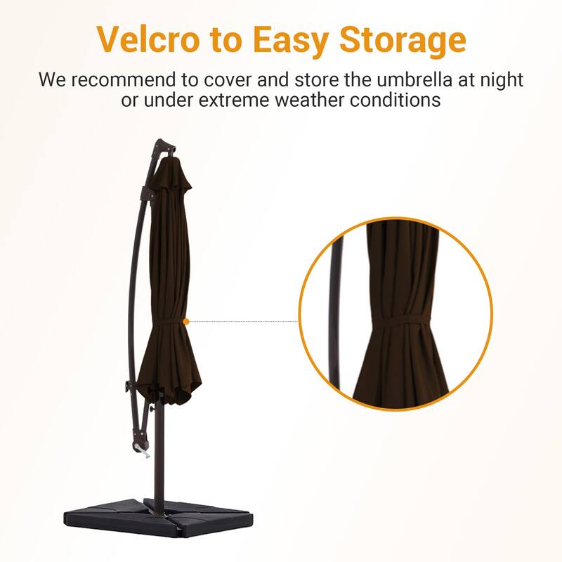 10 ft Steel Crank-lift Cantilever Umbrella With Weighted Base