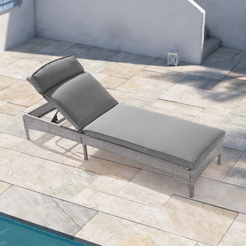 LIVOOSUN Patio Chair Rattan Single Lounge Water-Repellent Cushion - AshGray