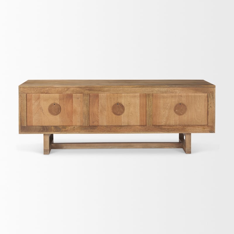 Grier Light Brown Solid Wood With Cane Accents Media Console