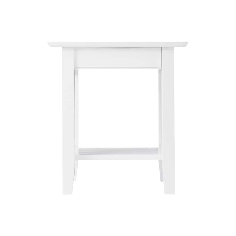 End Table with Charging Station - Modern Living Room Accent Table - White Finish - 20