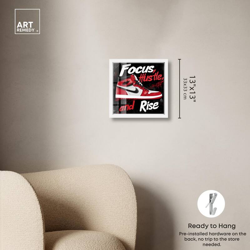 Hustle and Rise Sneaker Red Shadowbox by Art Remedy