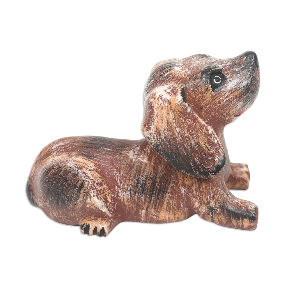 Novica Handmade Loyal Barks Wood Sculpture