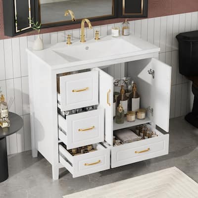 4 Soft-Closing Drawers 36 inch Bathroom Vanity with Sink