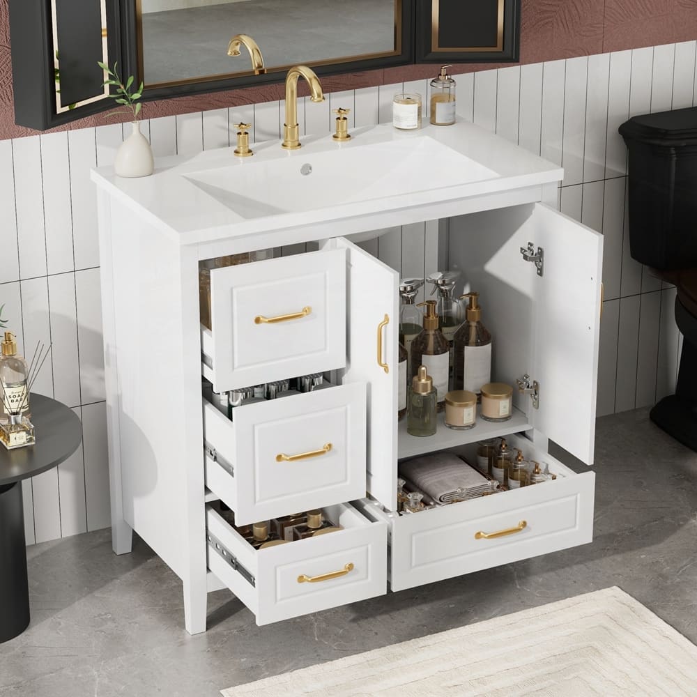 4 Soft-Closing Drawers 36 inch Bathroom Vanity with Sink