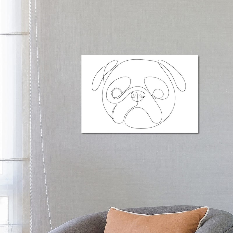 iCanvas "Pug - One Line Dog Portrait" by Addillum Canvas Print - 18x26x1.5