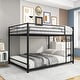 preview thumbnail 1 of 3, Metal Full Over Full Bunk Bed with Safety Guard Rails Black