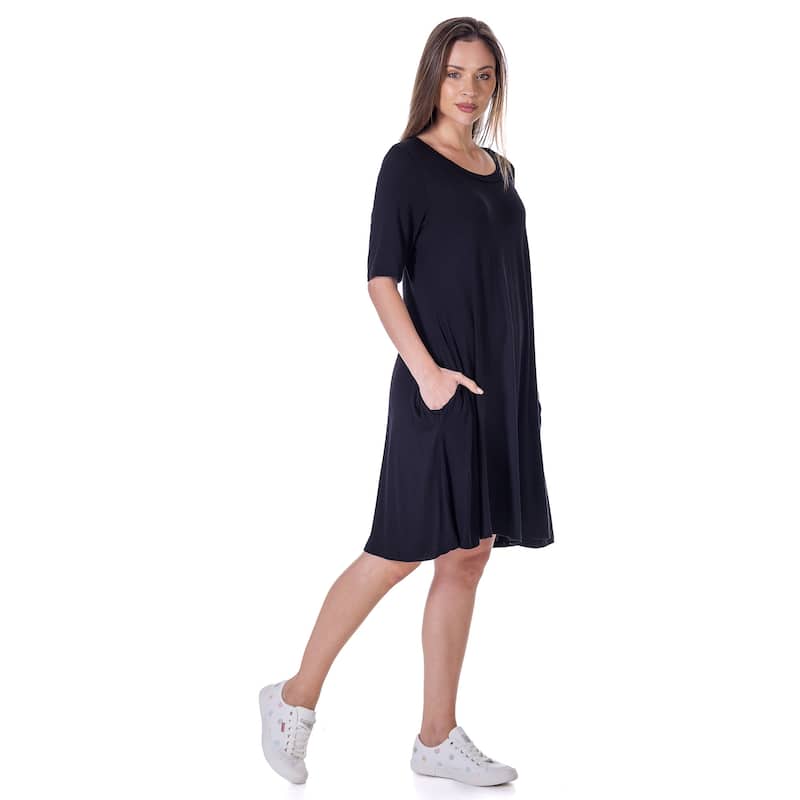 24seven Comfort Apparel Soft Flare T Shirt Dress with Pocket Detail