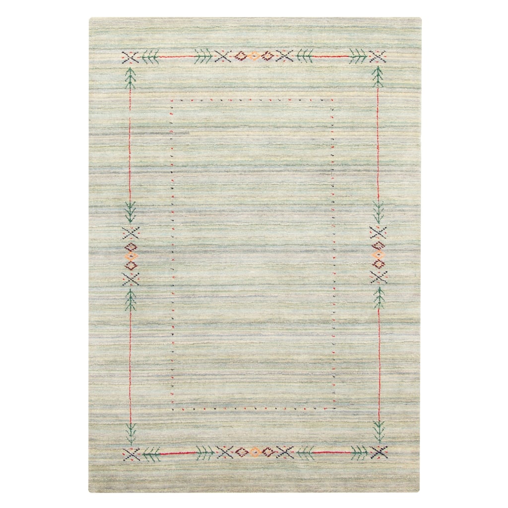 ECARPETGALLERY Hand Loomed Kashkuli Gabbeh Light Blue Wool Rug - 4'0 x 5'9