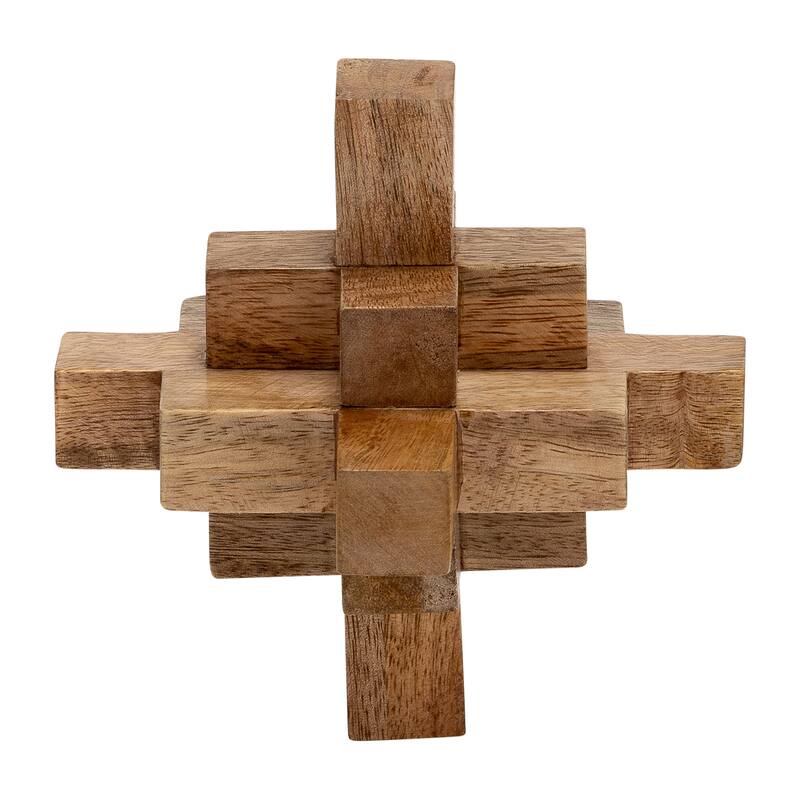 5" Wooden Orb Decor Contemporary Abstract Geometric Mango Wood Orb in Brown Creative Table Accent for Home or - 6" x 6" x 6"