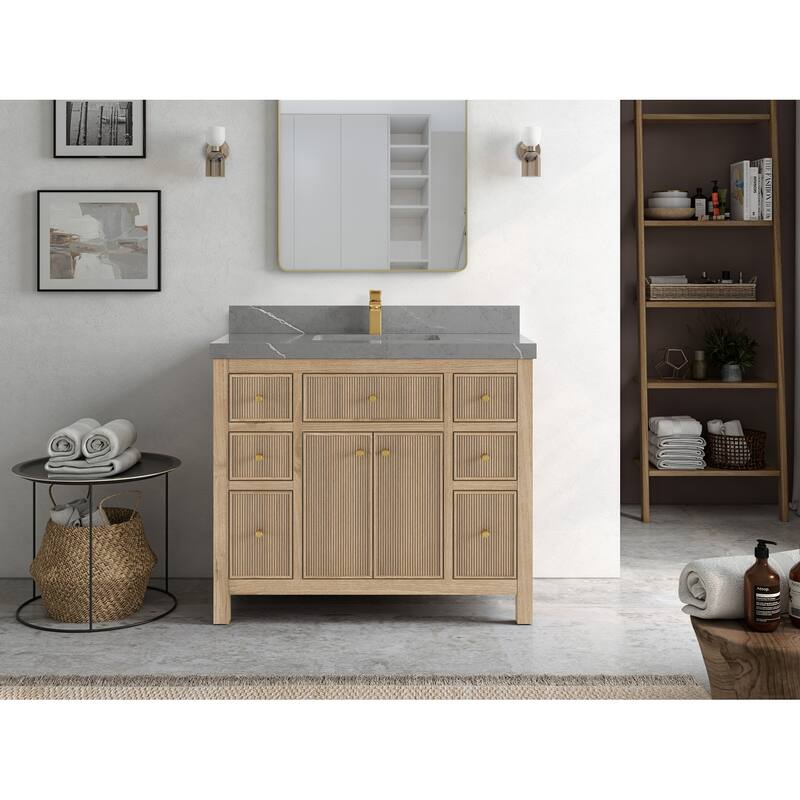 Willow Collections 42 in. W x 22 in. D Sonoma Teak Single Sink Bathroom Vanity with Countertop