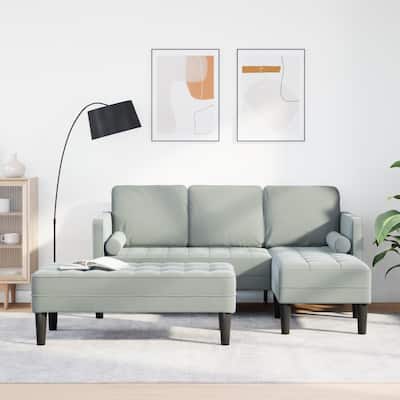 vidaXL Garden Sofa L-Shaped Black/Dark Grey/Light Grey Velvet - 68.1 x 51.6 x 26.4