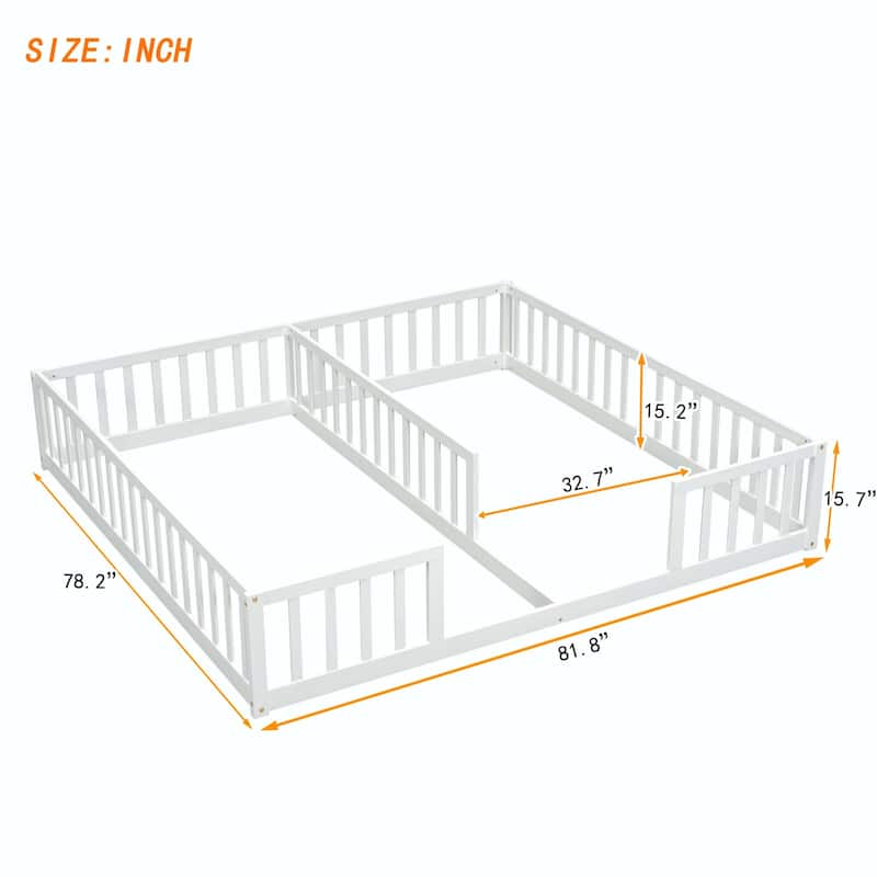 Double Twin Floor Bed with Fence
