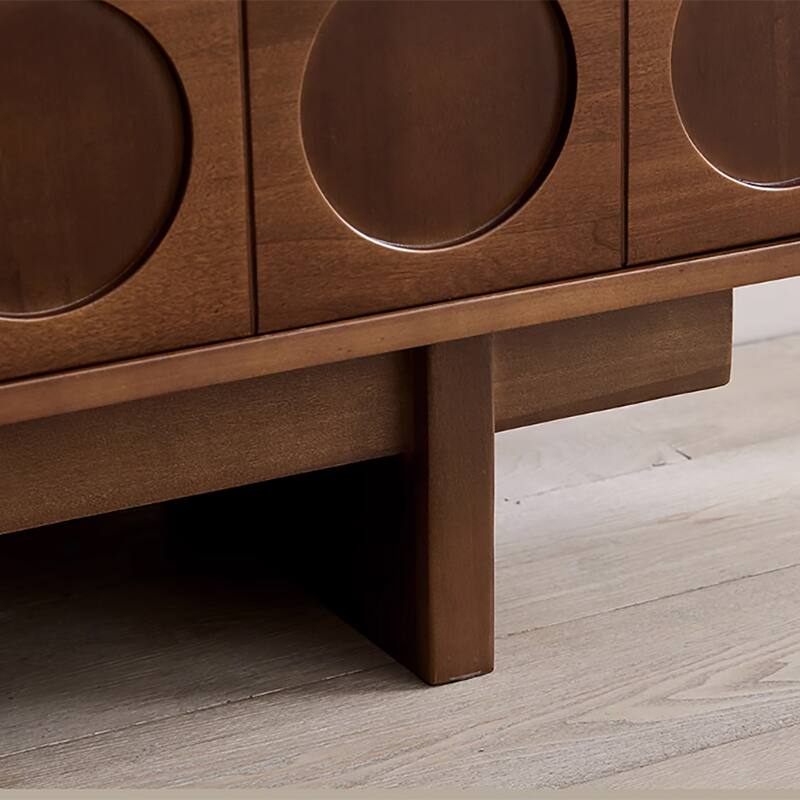 78.74 Mid-Century Brown Solid Wood TV Cabinet, Modern Media Console for Livingroom, Pre-Assembled