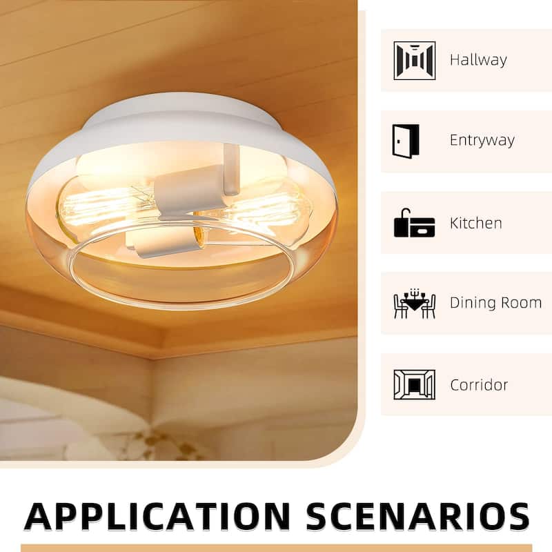Ceiling Light Flush Mount Light Fixture with Clear Glass