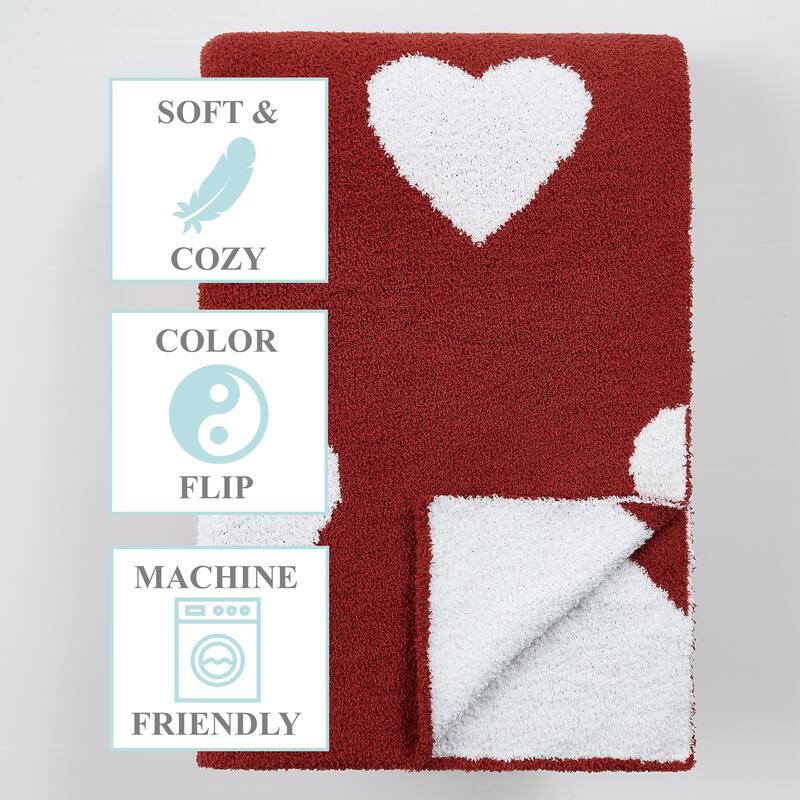Truly Soft Cozy Hearts Reversible 50x70 Throw