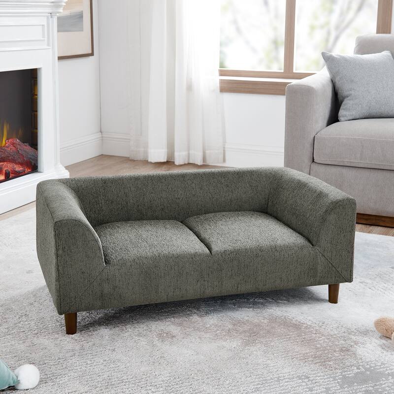 Pet Sofa with Backrest and Armrests, Modern Rectangular Pet Sofa Suitable for Small and Medium Dogs Dark grey