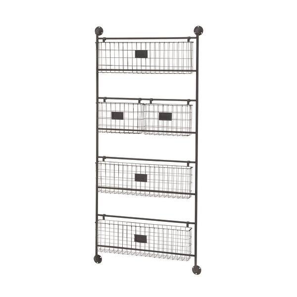 Shop Industrial 61 X 24 Inch Black Iron Wall Basket By Studio 350