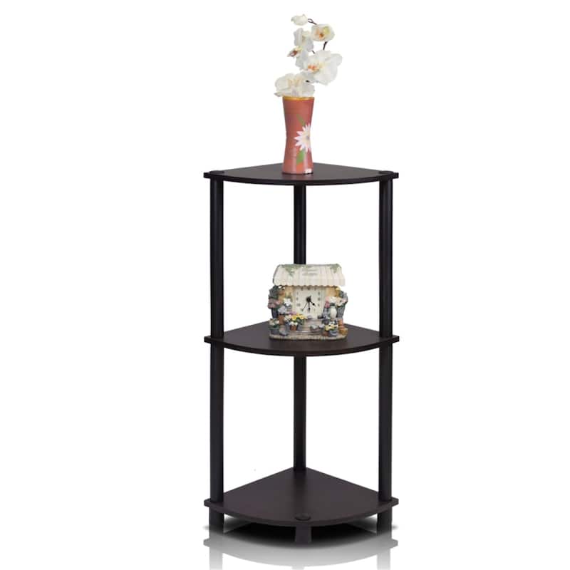 3 Tiers Wood Household Shelving Unit in Espresso/Black (11.6 in. W x 29.6 in. H x 11.6 in. D)