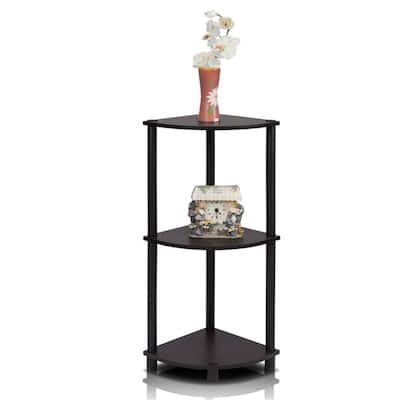3 Tiers Wood Household Shelving Unit in Espresso/Black (11.6 in. W x 29.6 in. H x 11.6 in. D)
