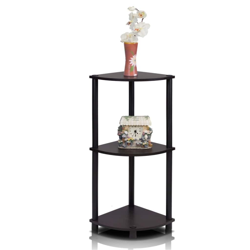 3 Tiers Wood Household Shelving Unit in Espresso/Black (11.6 in. W x 29.6 in. H x 11.6 in. D)