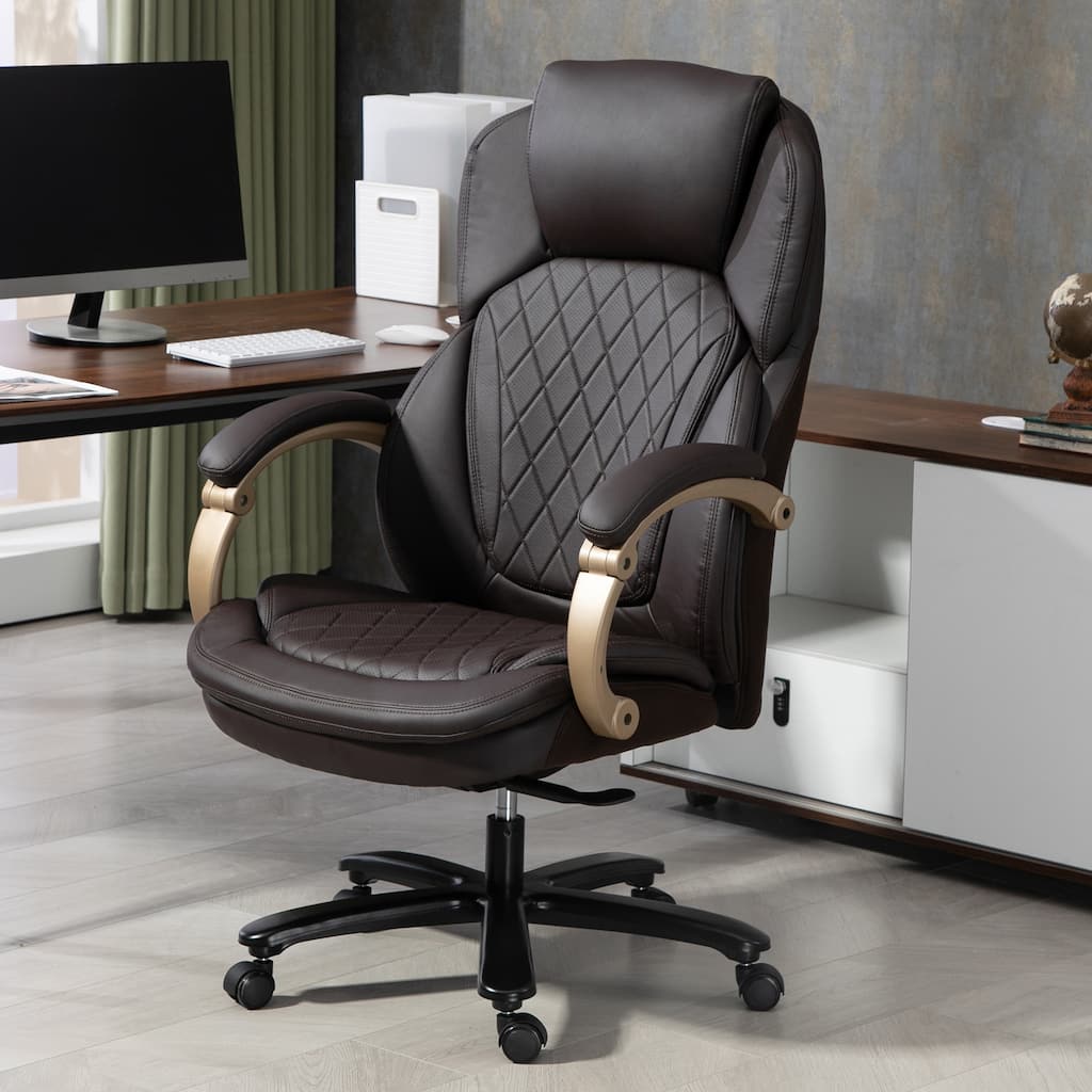 Vinsetto Heavy Duty Office Chair 350lbs Capacity, Mesh & Faux Leather, Rocker Ergonomic, Adjustable Height with Wheels