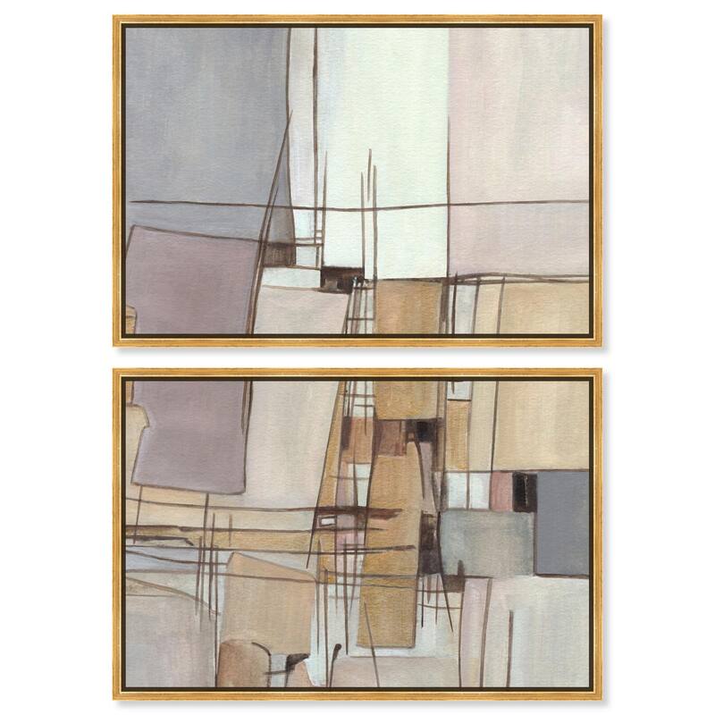 Unspoken Thoughts I Canvas Set of 2 by Art Remedy - 15" x 10" - Gold