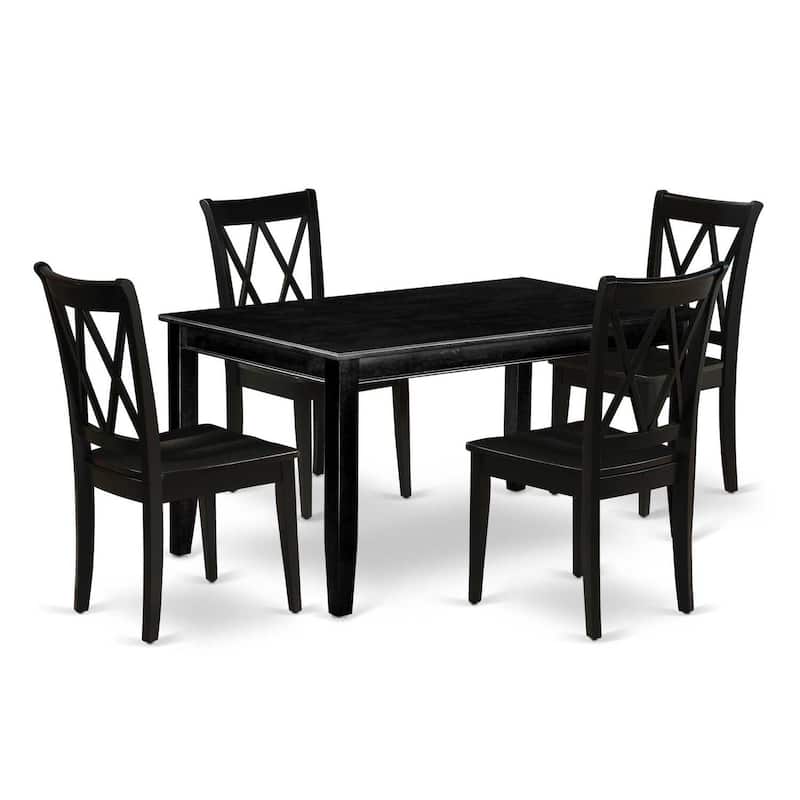 Boho Dinette Set for 4 - 5 Piece Dining Set, 36x60 Table & Chairs, Black Finish
