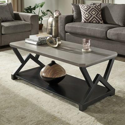 Brasov Black Finish Light Grey Fiber Cement Top Table by iNSPIRE Q Modern