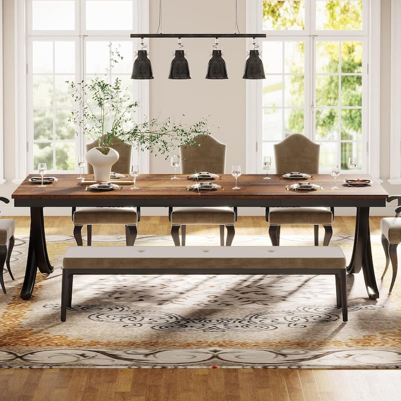 78" Large Rectangular Dining Table, Farmhouse Solid Wood Top Kitchen Table for Dining/Living Room