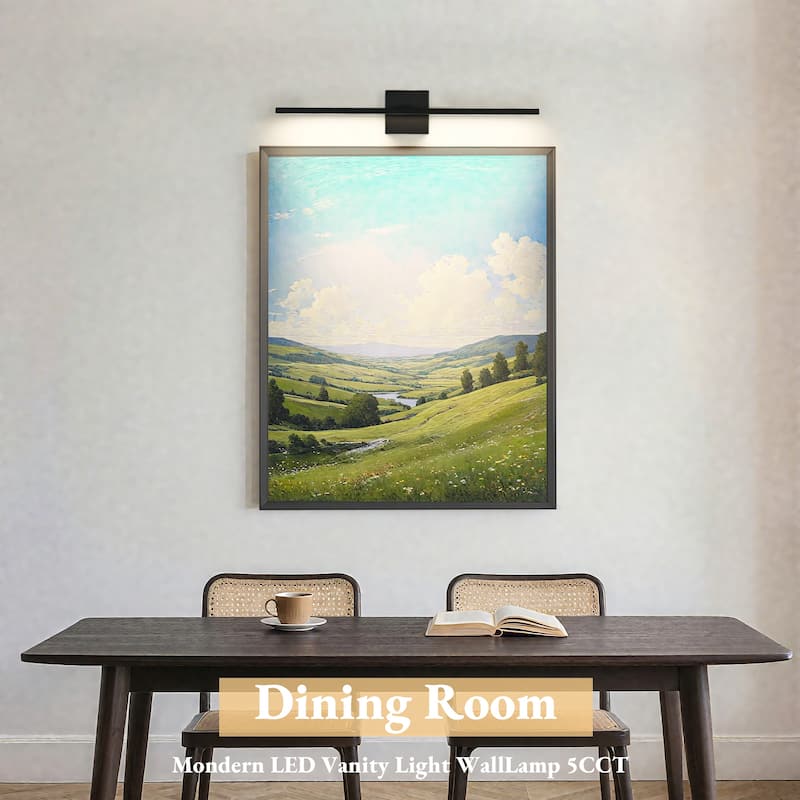 Modern LED Black Bathroom Vanity Light Dimmable Art Picture Wall Sconce - W27.6"xD3.9"xH4 .7"