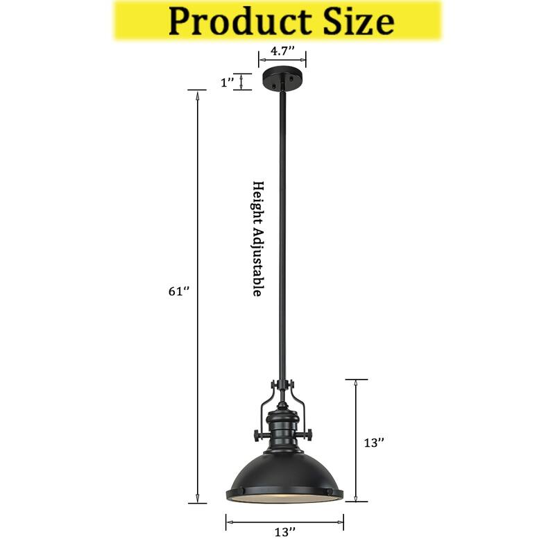 CraftHome 1-Light 13" Modern Industrial Single Dome Pendant Light
