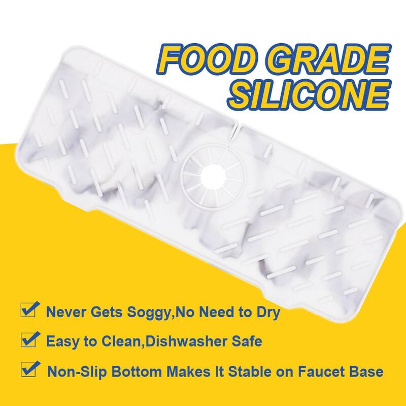 Silicone Sink Faucet Mat for Kitchen Sink Splash Guard,Faucet Handle Drip Catcher Tray
